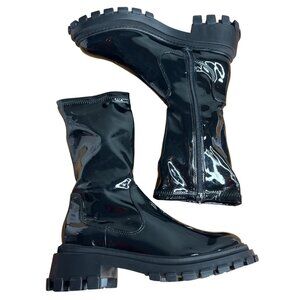 SCHUTZ Black Patent Leather Chunky Combat Boots Worn Once!